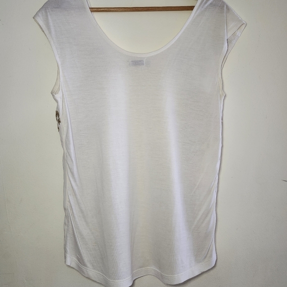Hinge Ivory Gold Sequined Embellished Cap Sleeved Top Size X-Small - Picture 2 of 6
